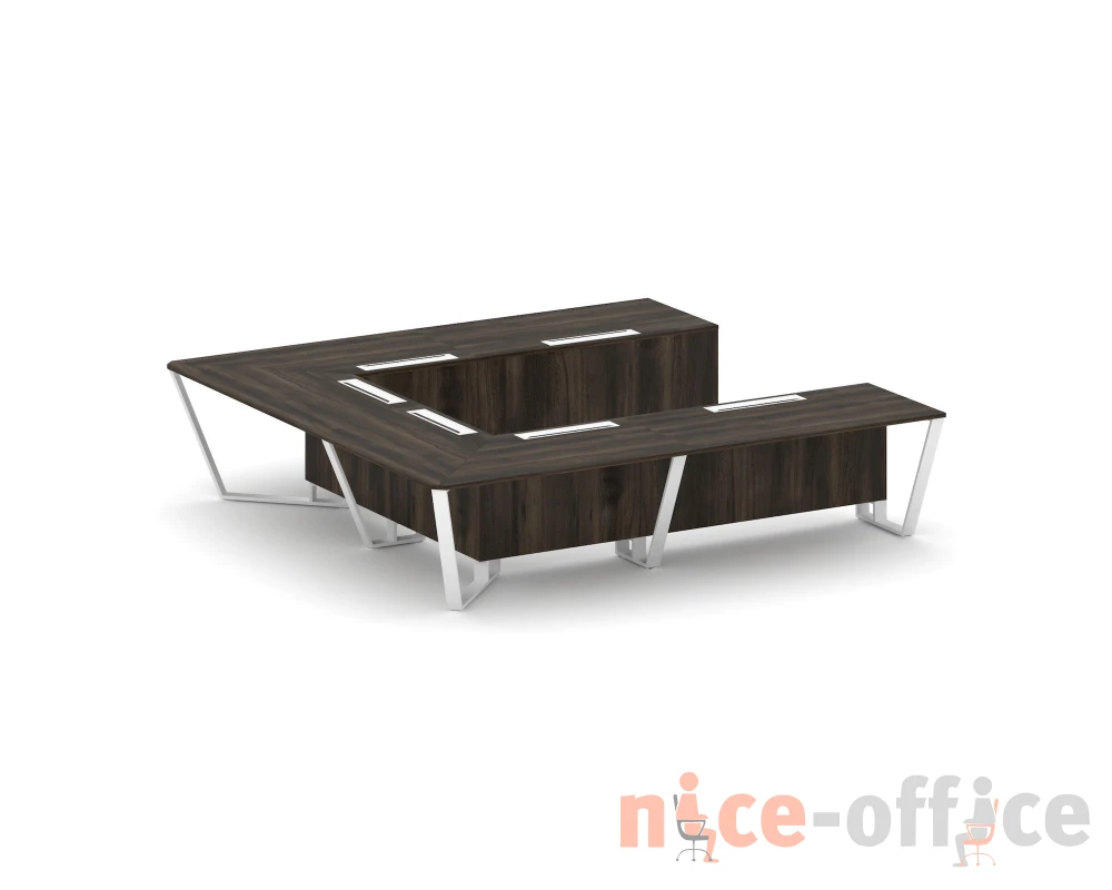 Стол переговорный П-образный ЛДСП/краш. металл 3200x3200x750 Стил Мит / Steel Meet
