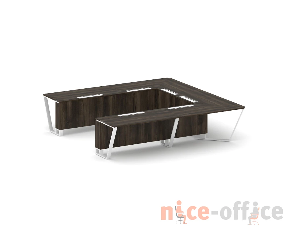 Стол переговорный П-образный ЛДСП/краш. металл 3200x3200x750 Стил Мит / Steel Meet