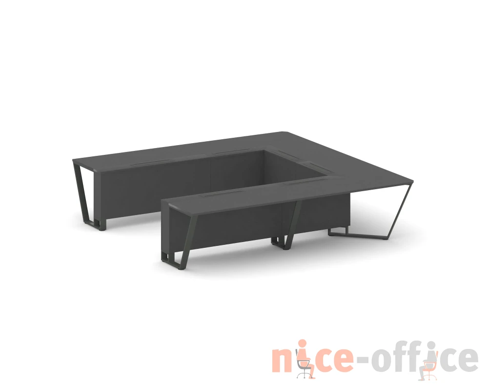 Стол переговорный П-образный ЛДСП/краш. металл 3200x3200x750 Стил Мит / Steel Meet