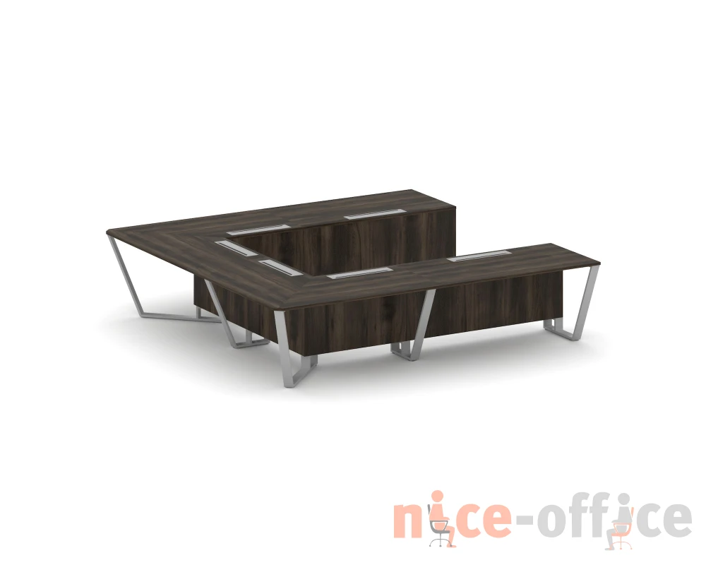 Стол переговорный П-образный ЛДСП/краш. металл 3200x3200x750 Стил Мит / Steel Meet