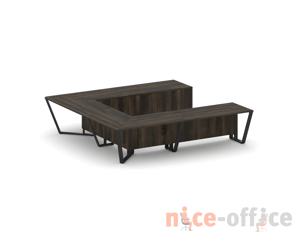 Стол переговорный П-образный ЛДСП/краш. металл 3200x3200x750 Стил Мит / Steel Meet