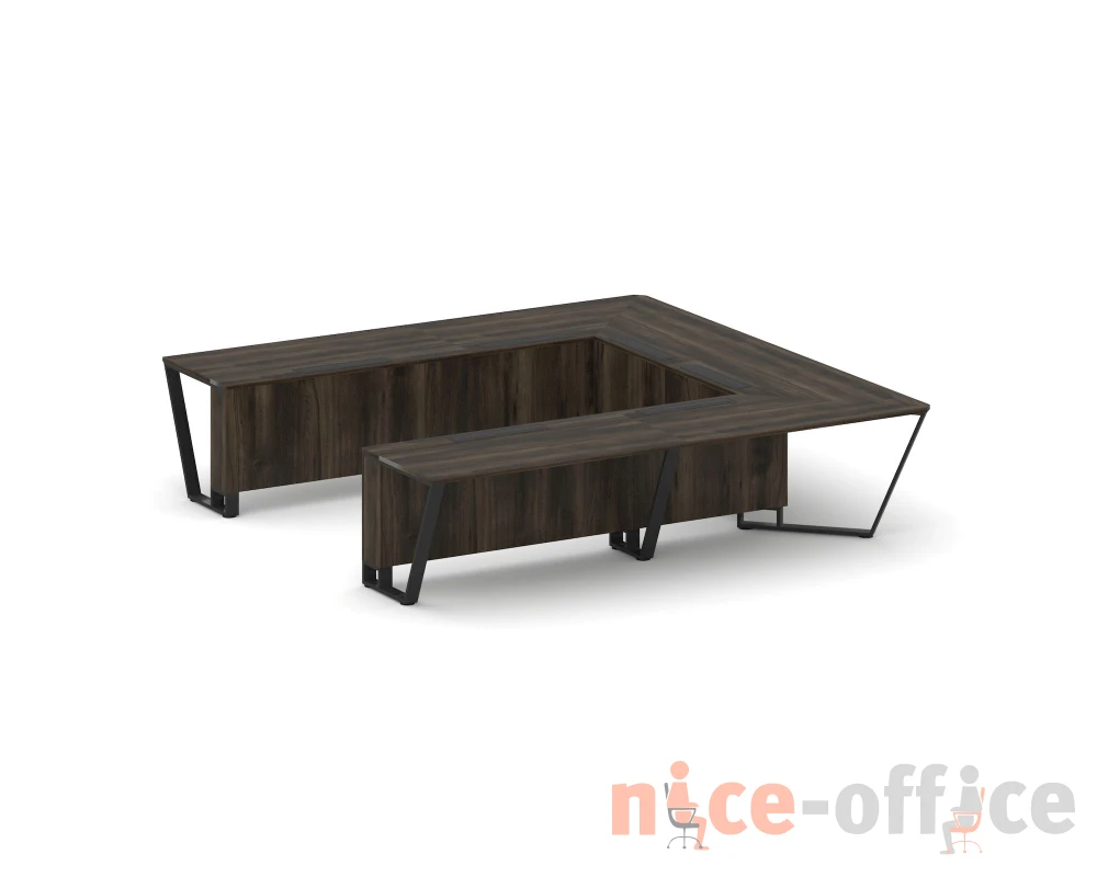 Стол переговорный П-образный ЛДСП/краш. металл 3200x3200x750 Стил Мит / Steel Meet
