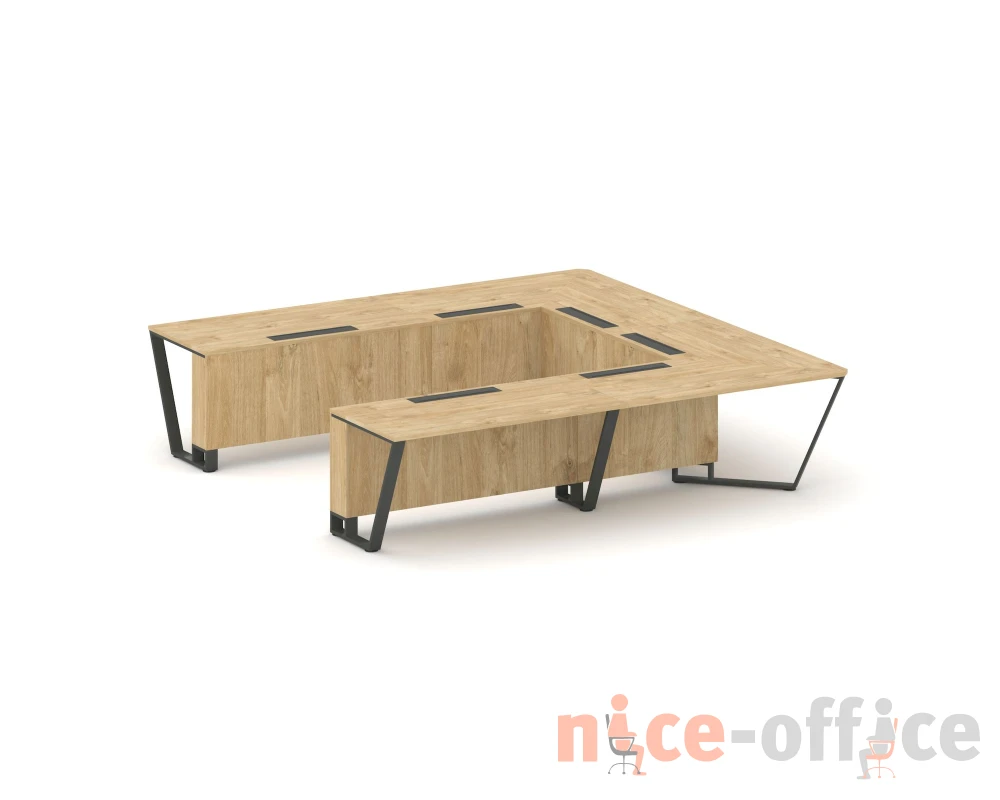 Стол переговорный П-образный ЛДСП/краш. металл 3200x3200x750 Стил Мит / Steel Meet