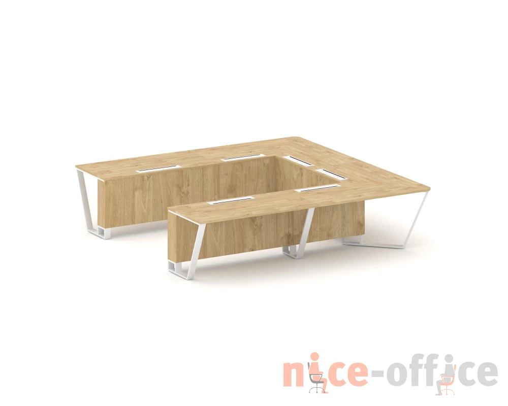 Стол переговорный П-образный ЛДСП/краш. металл 3200x3200x750 Стил Мит / Steel Meet