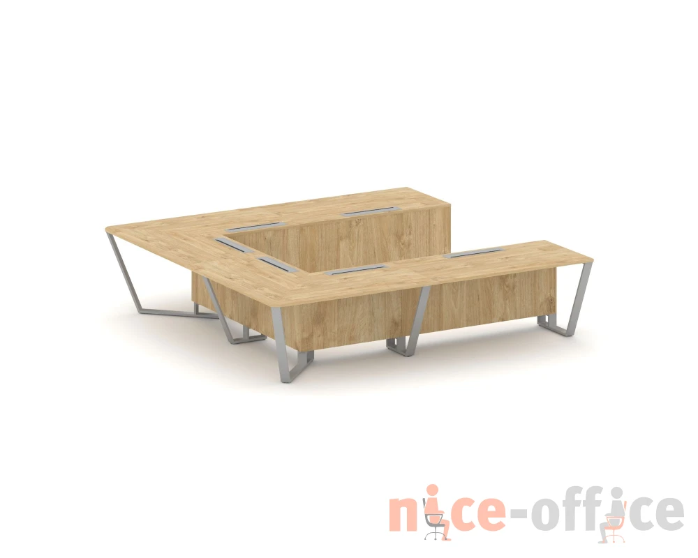 Стол переговорный П-образный ЛДСП/краш. металл 3200x3200x750 Стил Мит / Steel Meet