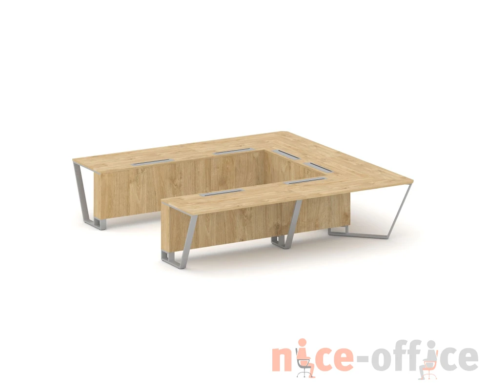 Стол переговорный П-образный ЛДСП/краш. металл 3200x3200x750 Стил Мит / Steel Meet