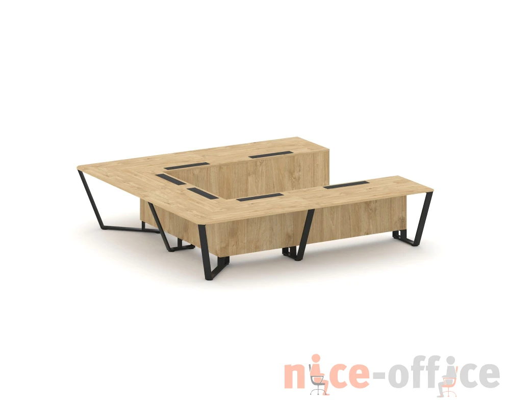 Стол переговорный П-образный ЛДСП/краш. металл 3200x3200x750 Стил Мит / Steel Meet