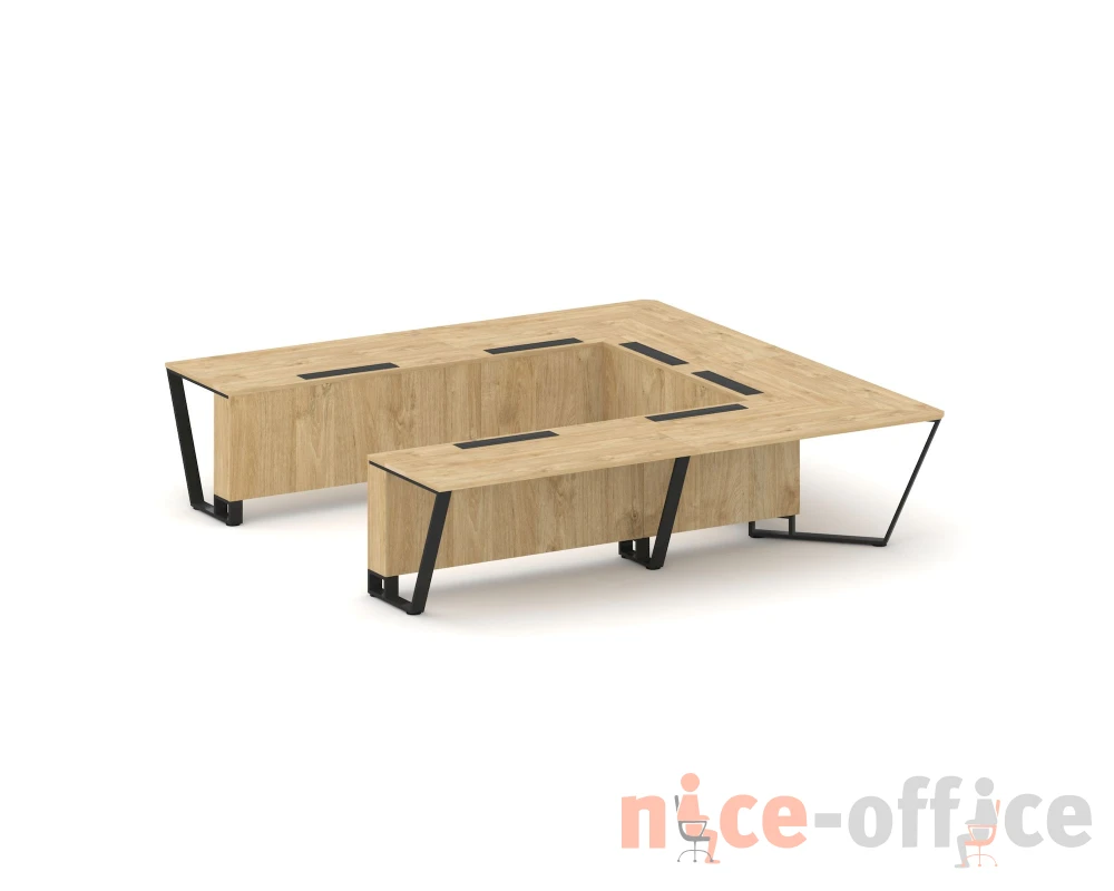 Стол переговорный П-образный ЛДСП/краш. металл 3200x3200x750 Стил Мит / Steel Meet