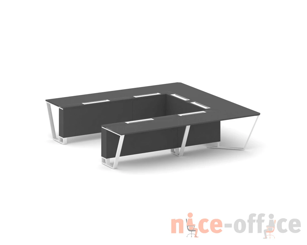 Стол переговорный П-образный ЛДСП/краш. металл 3200x3200x750 Стил Мит / Steel Meet