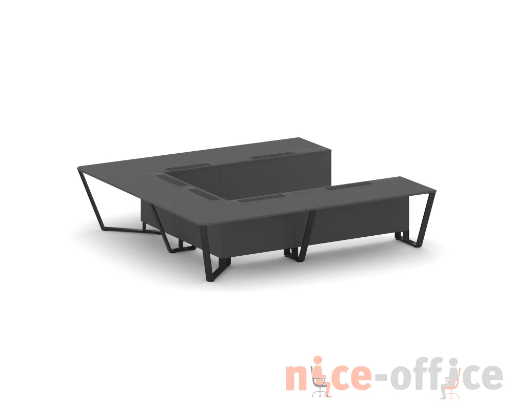 Стол переговорный П-образный ЛДСП/краш. металл 3200x3200x750 Стил Мит / Steel Meet