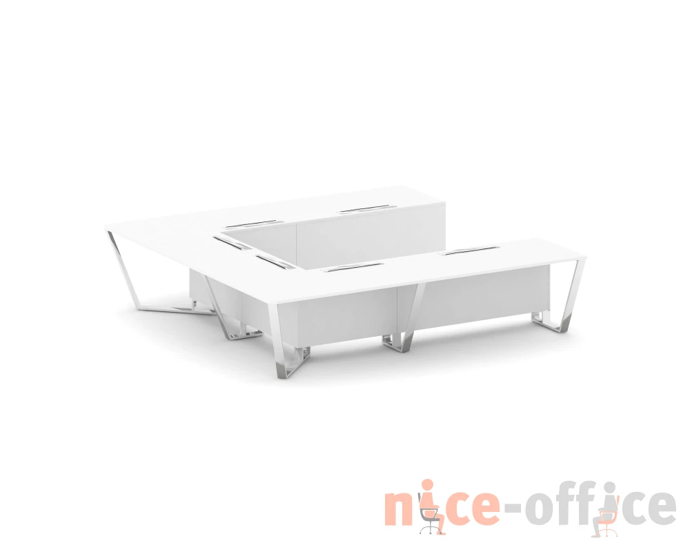Стол переговорный П-образный ЛДСП/нерж. сталь 3200x3200x750 Стил Мит / Steel Meet