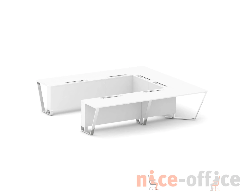 Стол переговорный П-образный ЛДСП/нерж. сталь 3200x3200x750 Стил Мит / Steel Meet