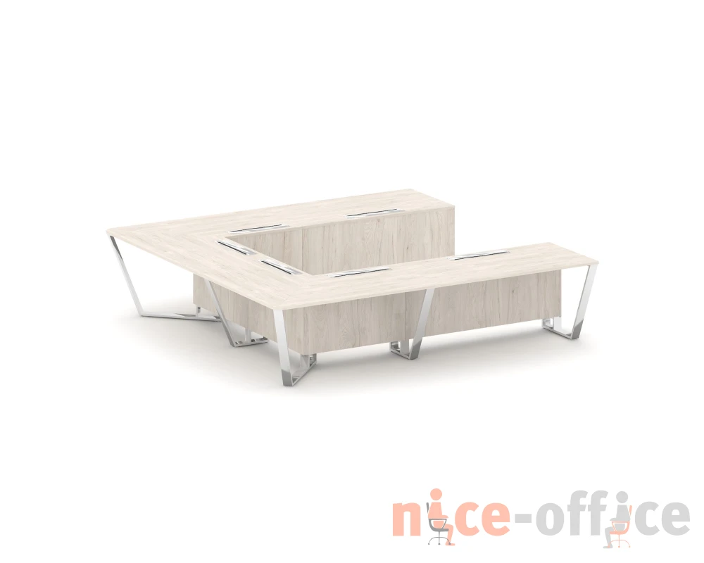 Стол переговорный П-образный ЛДСП/нерж. сталь 3200x3200x750 Стил Мит / Steel Meet