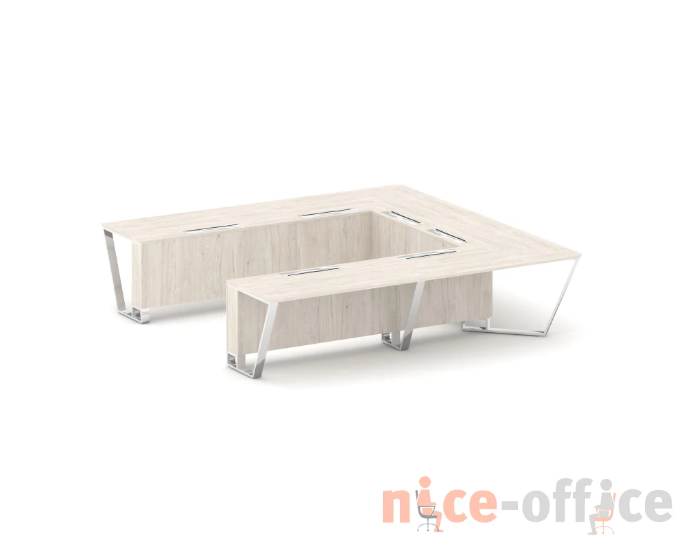 Стол переговорный П-образный ЛДСП/нерж. сталь 3200x3200x750 Стил Мит / Steel Meet