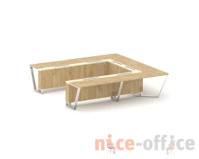 Стол переговорный П-образный ЛДСП/нерж. сталь/МДФ 3200x3200x750 Стил Мит / Steel Meet images
