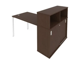 Стол письменный на П-образном м/к с опорным шкафом-купе 161x112x109,8 Метал Систем / Metal System images