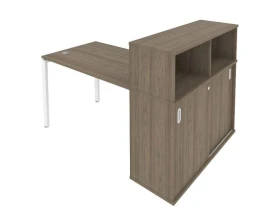 Стол письменный на П-образном м/к с опорным шкафом-купе 161x112x109,8 Метал Систем / Metal System images