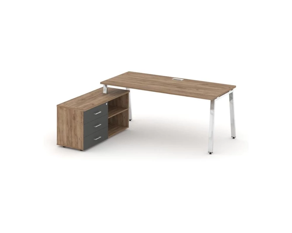 Стол письменный с греденцией левой на А-образном каркасе 1580x700x750 Style Project Direct Lux