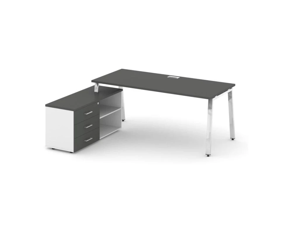 Стол письменный с греденцией левой на А-образном каркасе 1580x800x750 Style Project Direct Lux