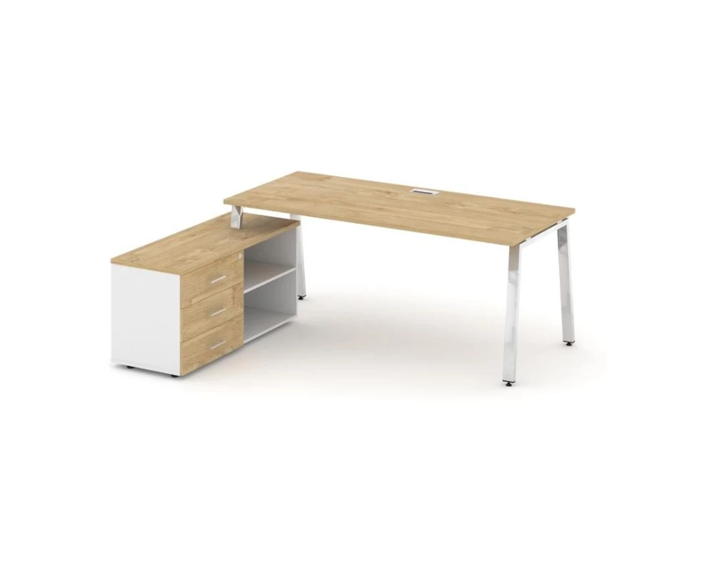 Стол письменный с греденцией левой на А-образном каркасе 1980x700x750 Style Project Direct Lux