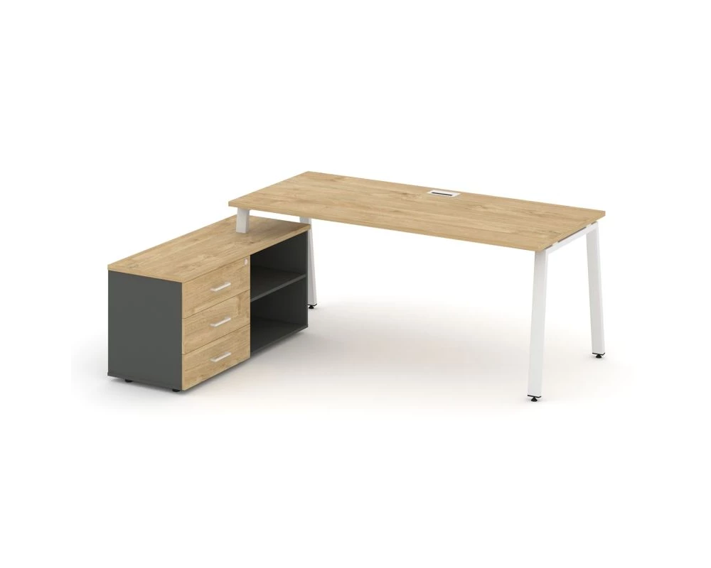 Стол письменный с греденцией левой на А-образном каркасе 1580x1480x750 Style Project Direct