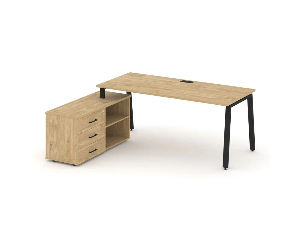 Стол письменный с греденцией левой на А-образном каркасе 1580x1480x750 Style Project Direct