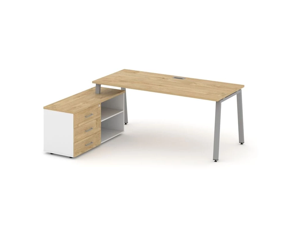 Стол письменный с греденцией левой на А-образном каркасе 1580x1580x750 Style Project Direct