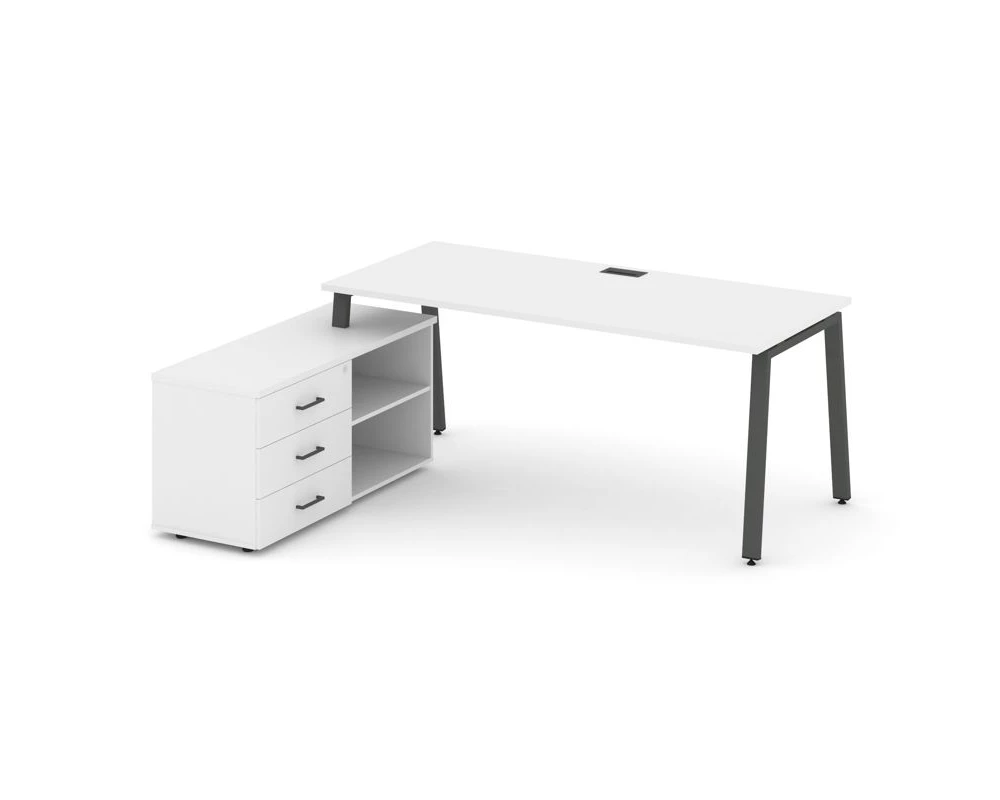 Стол письменный с греденцией левой на А-образном каркасе 1580x1580x750 Style Project Direct