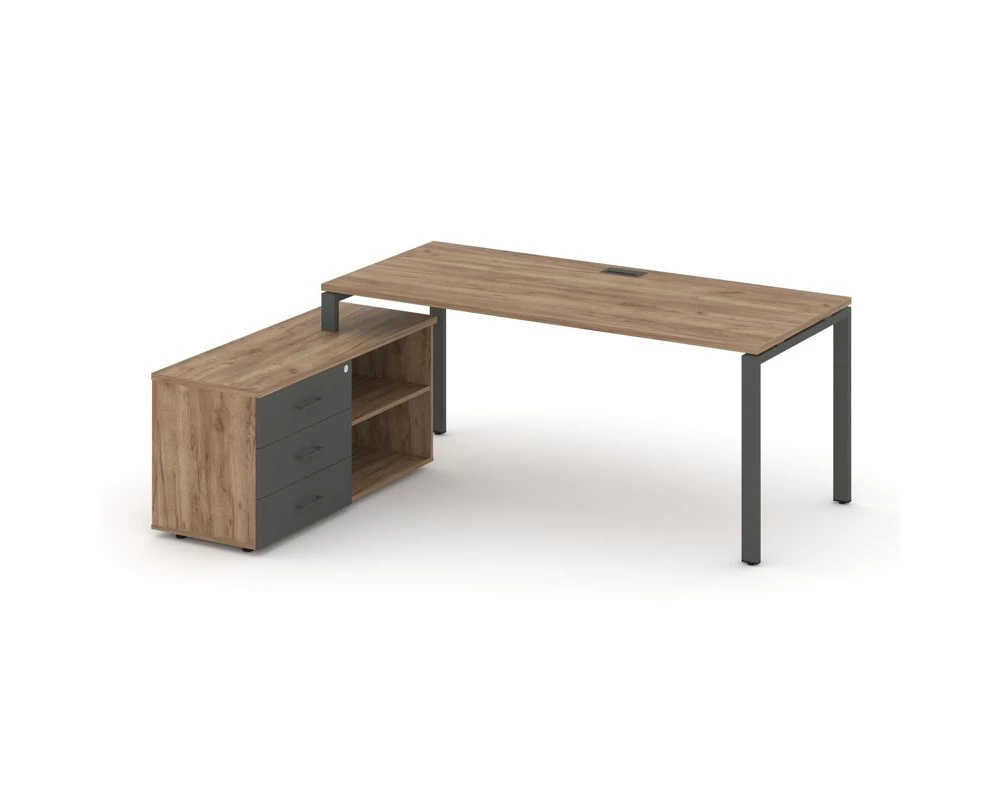 Стол письменный с греденцией левой на П-образном каркасе 1580x1480x750 Style Project Direct