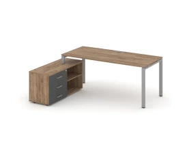 Стол письменный с греденцией левой на П-образном каркасе 1580x1480x750 Style Project Direct images