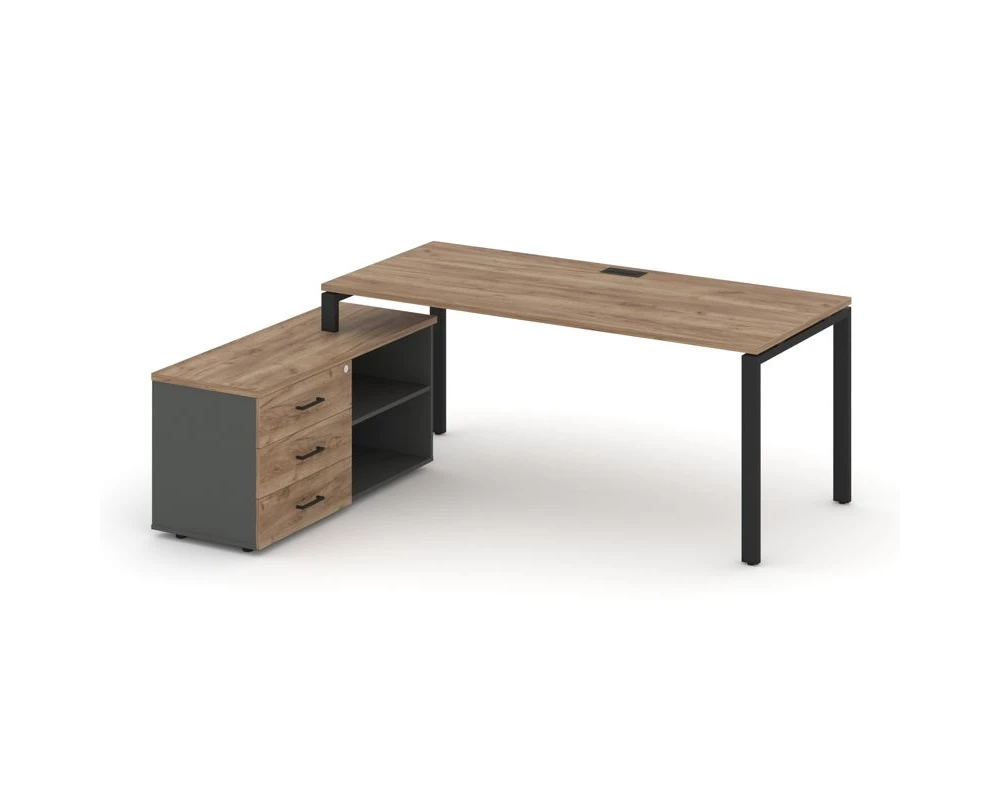 Стол письменный с греденцией левой на П-образном каркасе 1980x1580x750 Style Project Direct