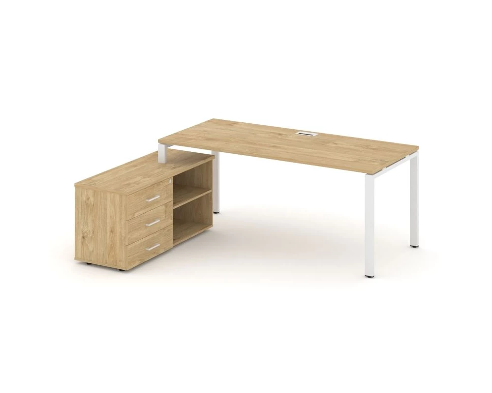 Стол письменный с греденцией левой на П-образном каркасе 1980x1580x750 Style Project Direct