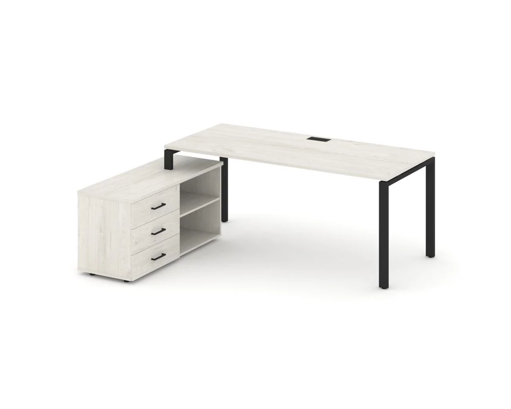 Стол письменный с греденцией левой на П-образном каркасе 2180x1480x750 Style Project Direct