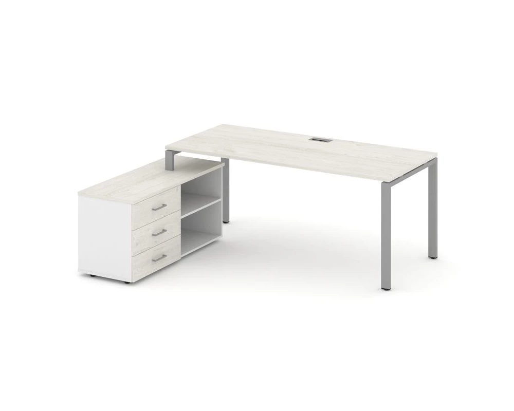 Стол письменный с греденцией левой на П-образном каркасе 2180x1480x750 Style Project Direct