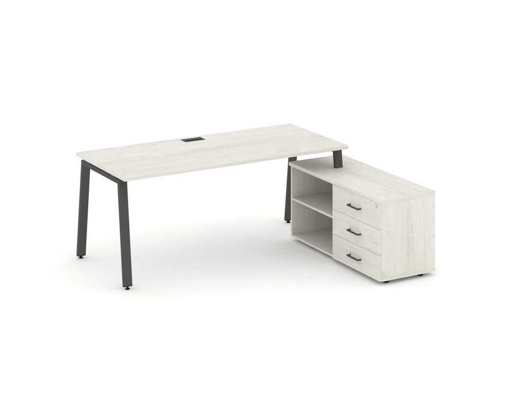 Стол письменный с греденцией правой на А-образном каркасе 1580x1480x750 Style Project Direct