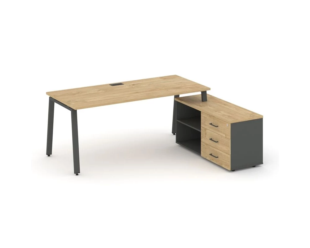 Стол письменный с греденцией правой на А-образном каркасе 1580x1480x750 Style Project Direct