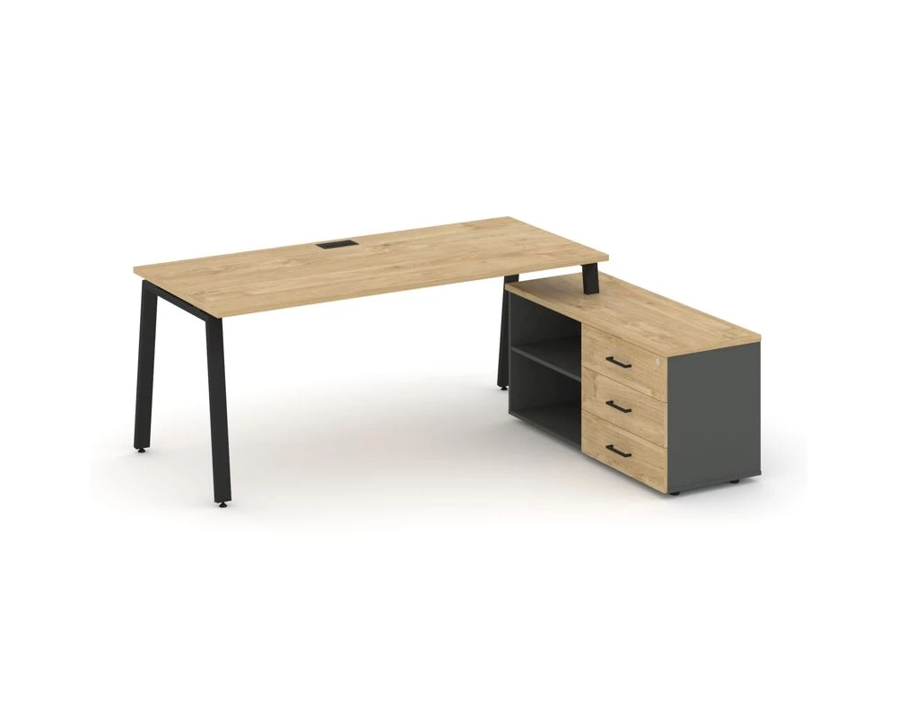 Стол письменный с греденцией правой на А-образном каркасе 1580x1480x750 Style Project Direct