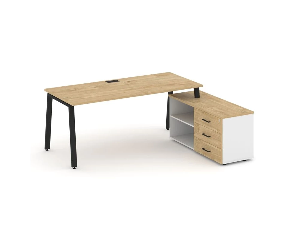 Стол письменный с греденцией правой на А-образном каркасе 1580x1480x750 Style Project Direct