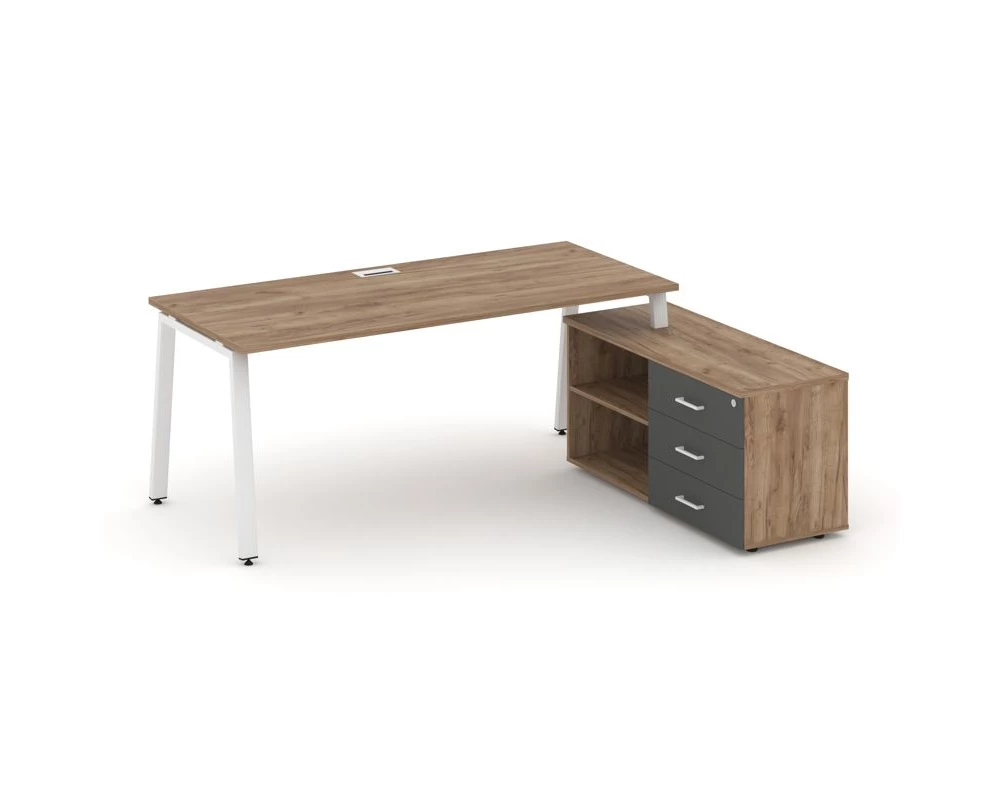 Стол письменный с греденцией правой на А-образном каркасе 1780x1480x750 Style Project Direct