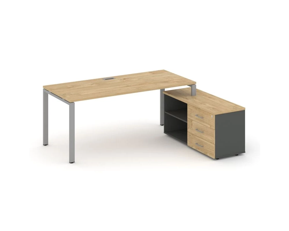 Стол письменный с греденцией правой на П-образном каркасе 1980x1580x750 Стайл Проджект Директ / Style Project Direct