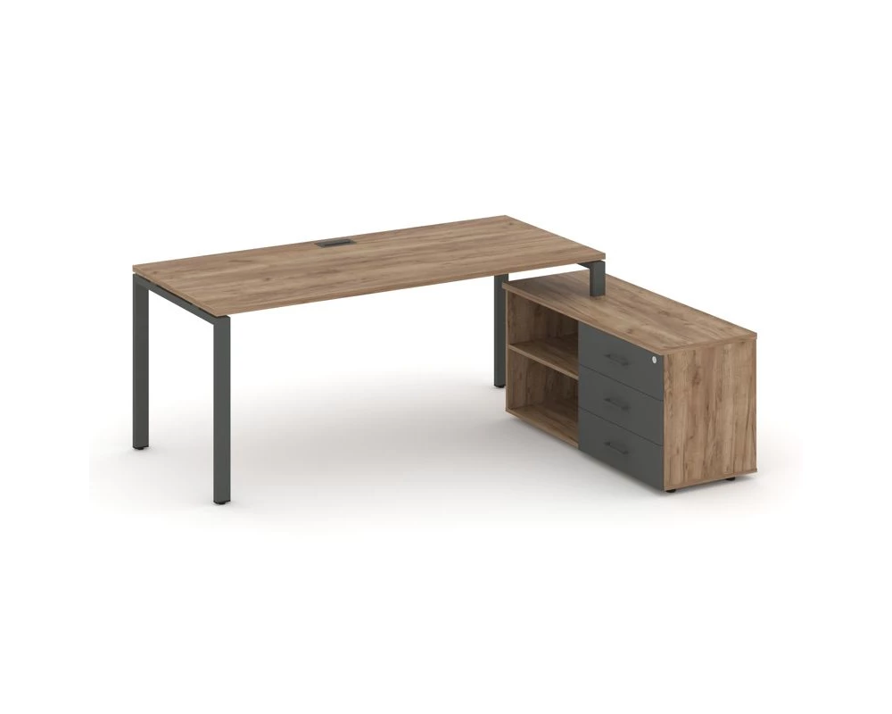 Стол письменный с греденцией правой на П-образном каркасе 1980x1580x750 Стайл Проджект Директ / Style Project Direct