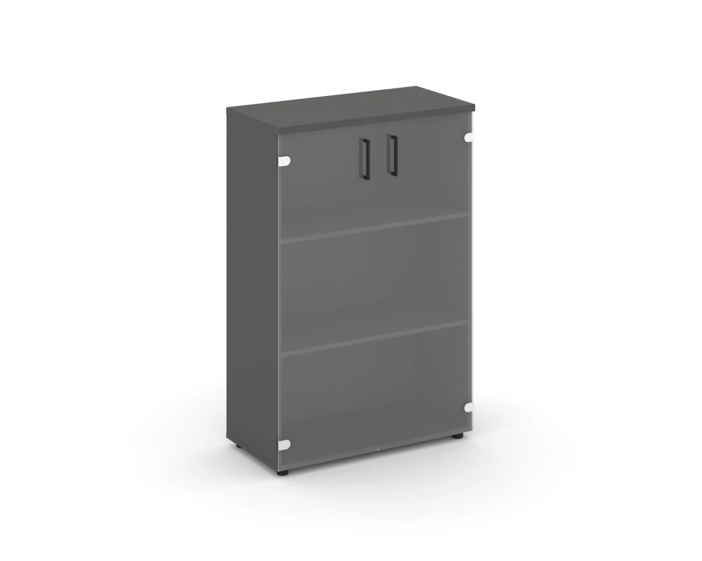 Шкаф средний широкий прозр. стекло 796x400x1203 зад. стенка HDF Стайл Проджект / Style Project