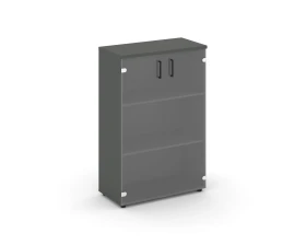 Шкаф средний широкий прозр. стекло 796x400x1203 зад. стенка HDF Стайл Проджект / Style Project images