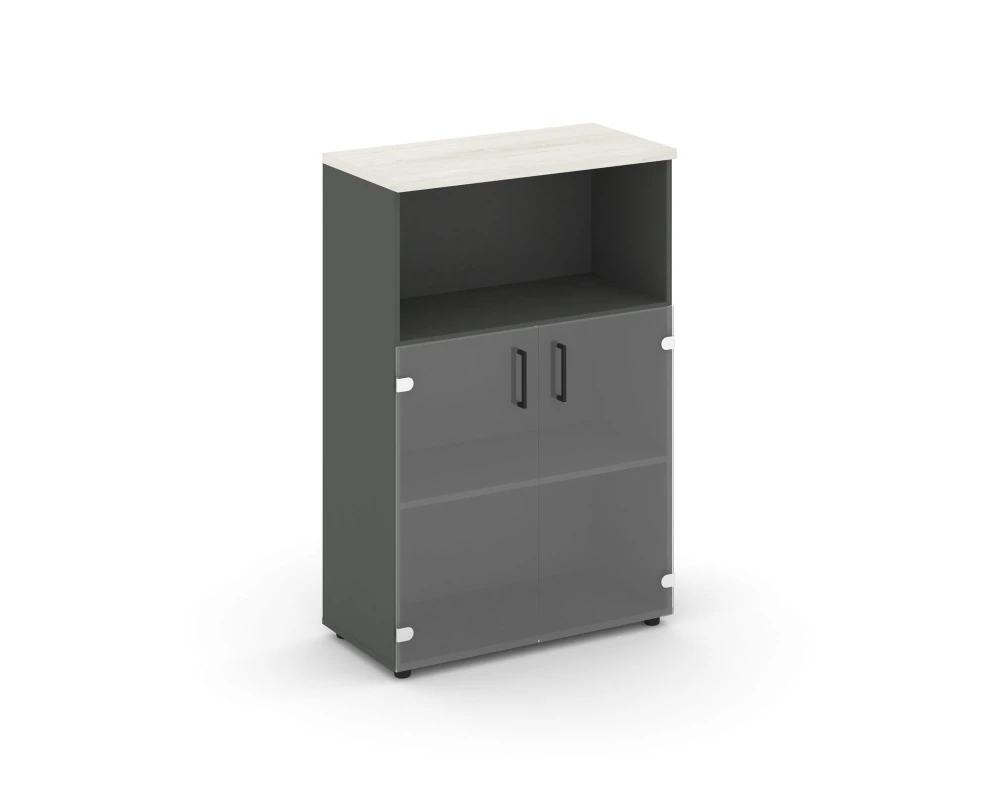 Шкаф средний широкий прозр. стекло с нишей 796x400x1203 Стайл Проджект / Style Project