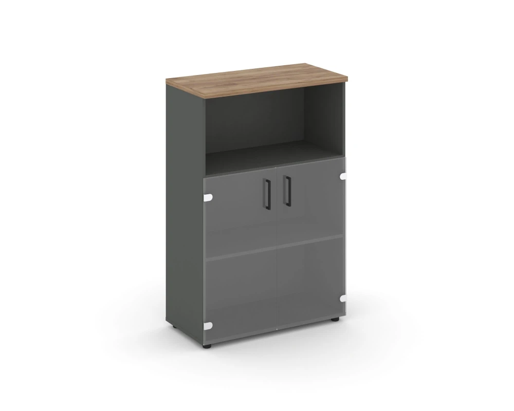 Шкаф средний широкий прозр. стекло с нишей 796x400x1203 Стайл Проджект / Style Project