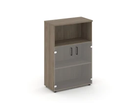 Шкаф средний широкий прозр. стекло с нишей 796x400x1203 зад. стенка HDF Стайл Проджект / Style Project images