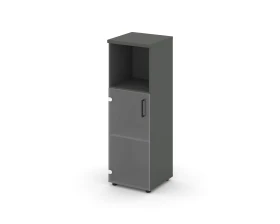 Шкаф средний узкий левый прозр. стекло с нишей 400x400x1203 Стайл Проджект / Style Project images