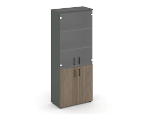 Шкаф высокий широкий комби прозр. стекло 796x400x1982 Стайл Проджект / Style Project images