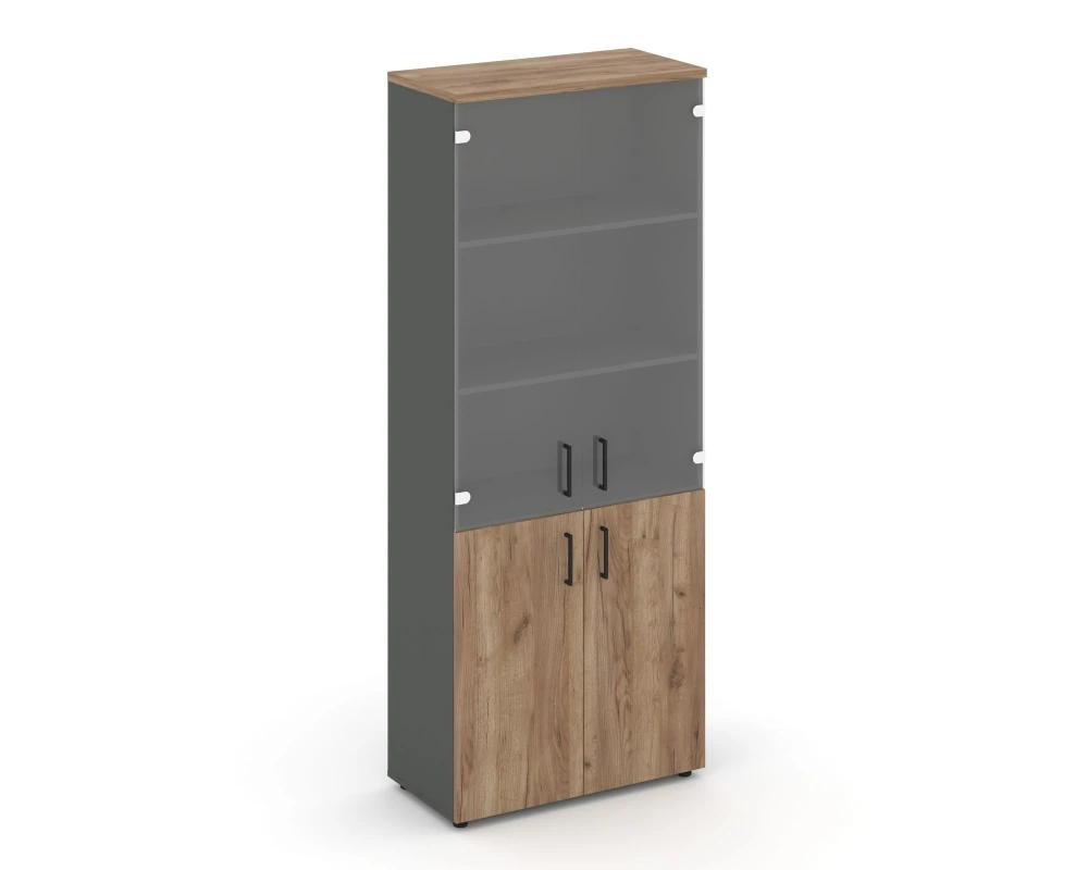 Шкаф высокий широкий комби прозр. стекло 796x400x1982 Стайл Проджект / Style Project