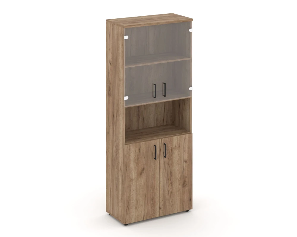 Шкаф высокий широкий комби с нишей прозр. стекло 796x400x1982 Стайл Проджект / Style Project